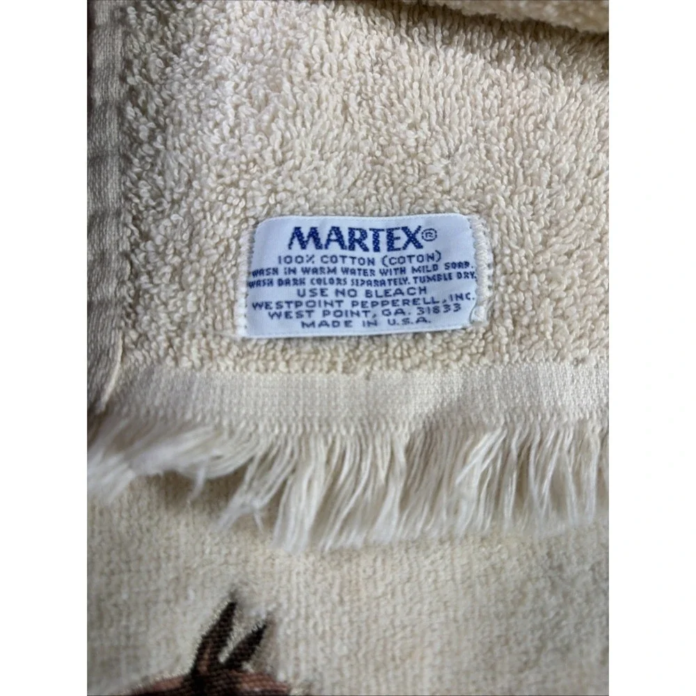Vintage Martex Bath Towel And Hand Towel Set. Horse Applique.